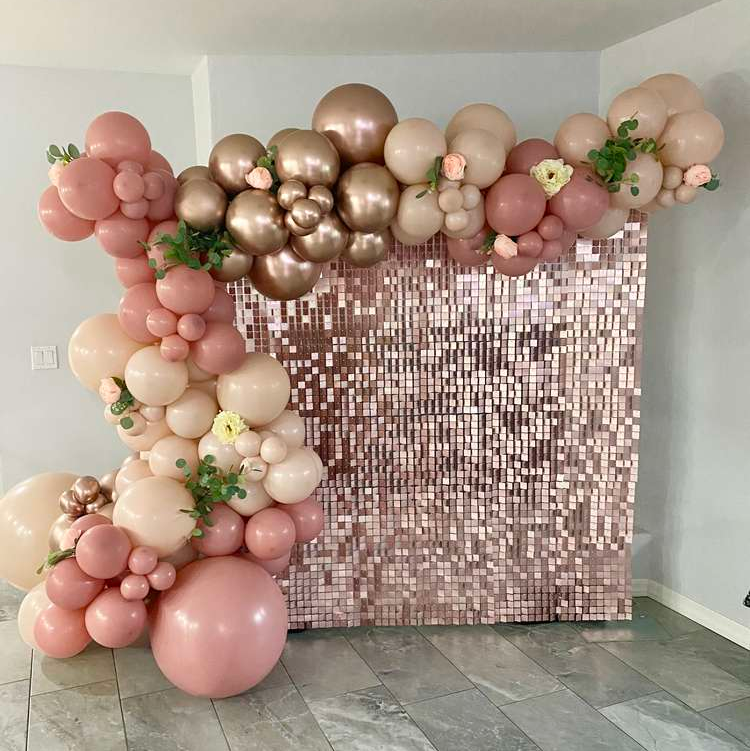 Rose Gold Sequin Shimmer Backdrop Wall Panels For Birthday Wedding Party Event Decoration