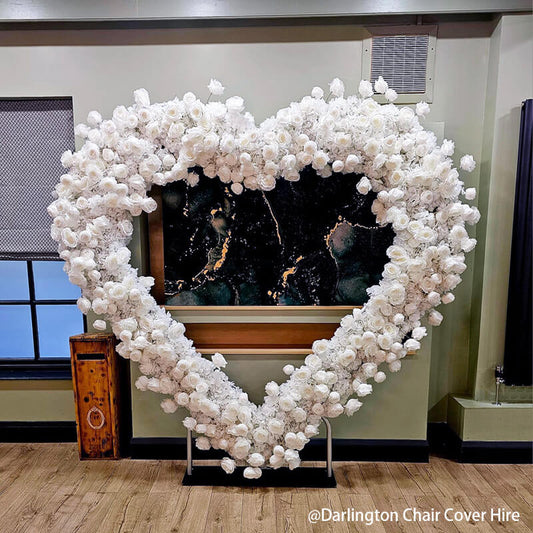 8ft Heart Shaped White Rose Arch Flower Wall Wedding Decoration Indoor