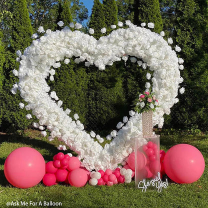 8ft Heart Shaped White Rose Arch Flower Wall Wedding Decoration Indoor