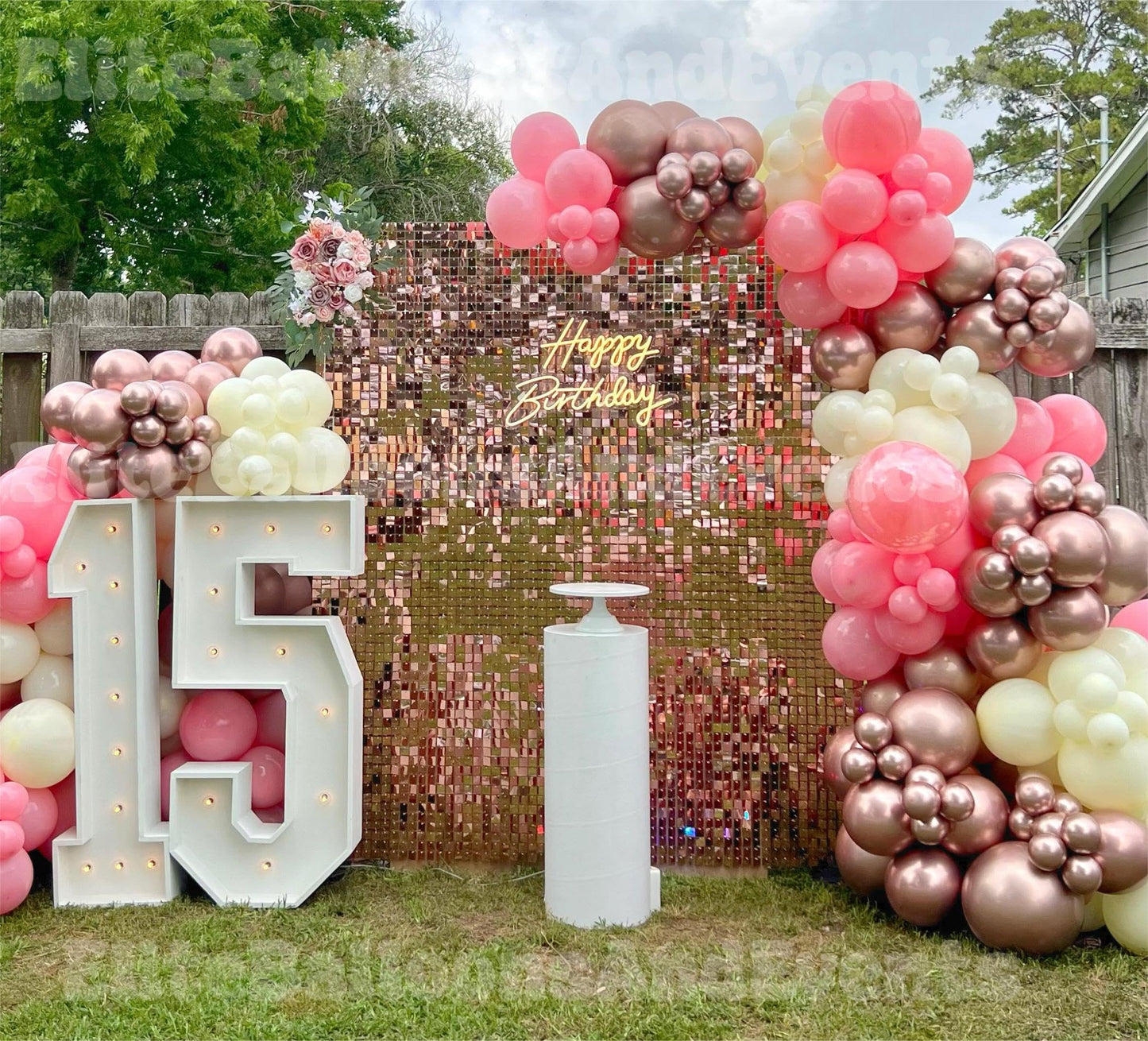 Rose Gold Sequin Shimmer Backdrop Wall Panels For Birthday Wedding Party Event Decoration