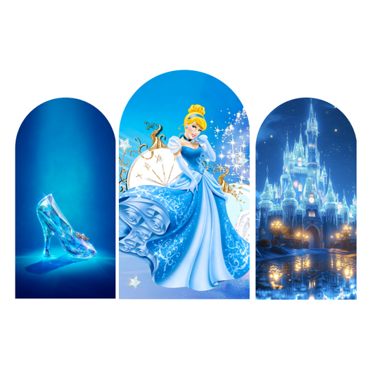 Disney Cinderella Princess Birthday Party Arch Backdrop Wall Cloth Cover