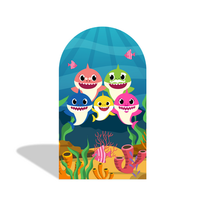Baby Shark Theme Happy Birthday Party Arch Backdrop Cover