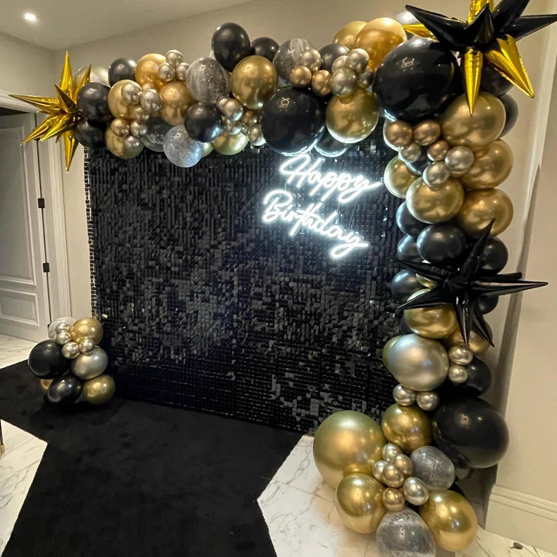 Black Sequin Shimmer Backdrop Wall Panels For Birthday Wedding Baby Shower Bridal