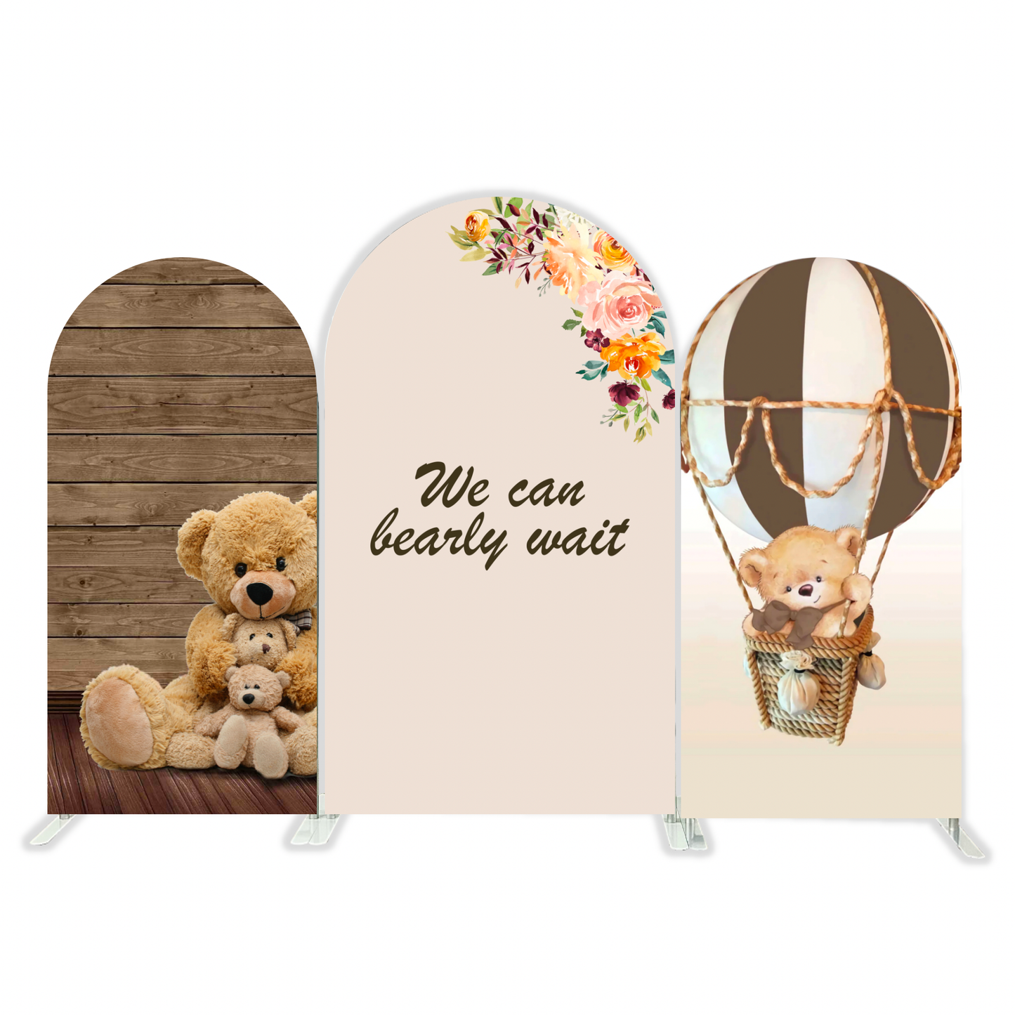 We Can Bearly Wait Teddy Bear Birthday Party Arch Backdrop  Wall Cloth Cover