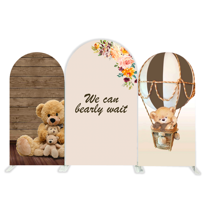 We Can Bearly Wait Teddy Bear Birthday Party Arch Backdrop  Wall Cloth Cover