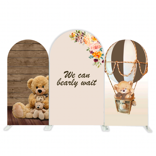 We Can Bearly Wait Teddy Bear Birthday Party Arch Backdrop  Wall Cloth Cover