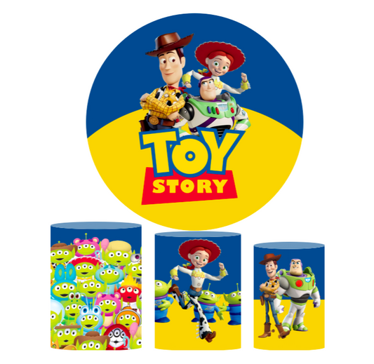 Toy Story birthday party decoration round circle backdrop cover plinth cylinder pedestal cover