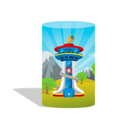 Paw patrol birthday party decoration round circle backdrop cover plinth cylinder pedestal cloth cover