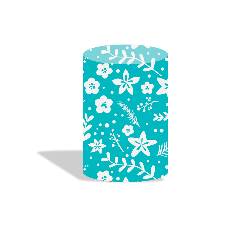 Wood blue rose birthday party decoration round circle backdrop cover plinth cylinder pedestal cloth cove