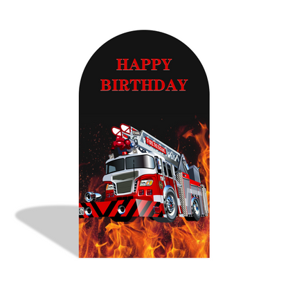 Fireman Firefighter Fire Truck Theme Arch Backdrop Wall Cloth Cover For Birthday Baby Shower Party