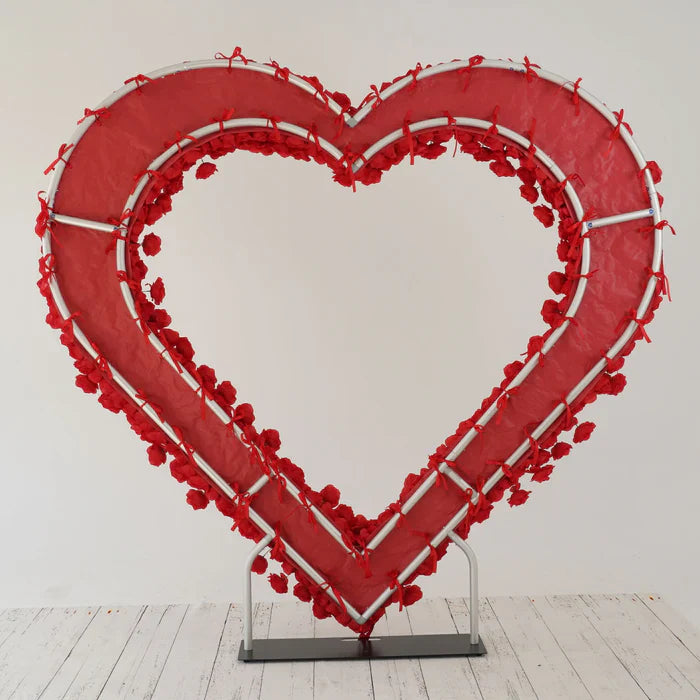 8ft Heart Shaped Red Rose Arch Flower Wall Wedding Decoration Indoor