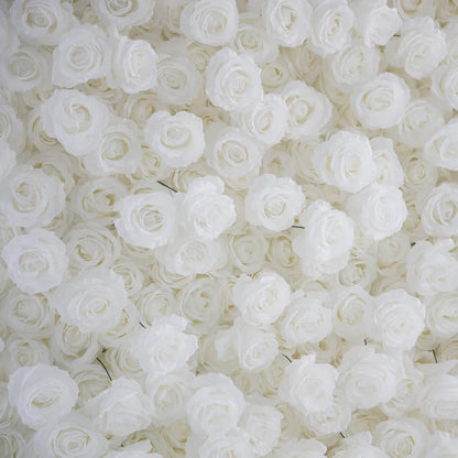Handmade Artificial Cloth Curtain Silk White Flower Rose Wall For Birthday Wedding Backdrop Decoration Outdoor Event Party Decor Props
