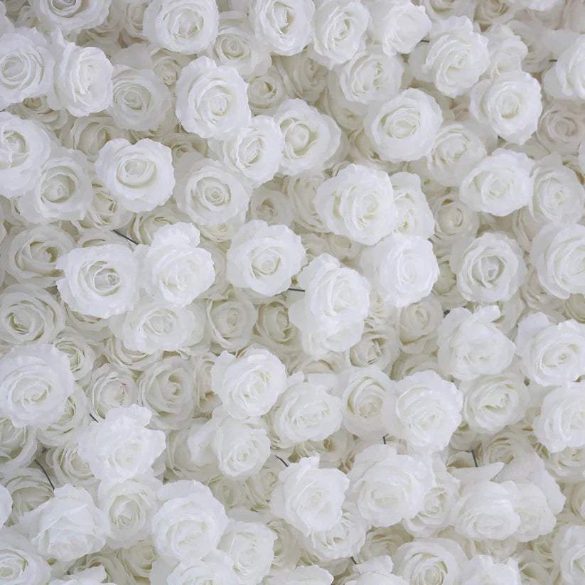 Handmade Artificial Cloth Curtain Silk White Flower Rose Wall For Birthday Wedding Backdrop Decoration Outdoor Event Party Decor Props