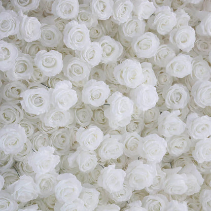 Handmade Artificial Cloth Curtain Silk White Flower Rose Wall For Birthday Wedding Backdrop Decoration Outdoor Event Party Decor Props