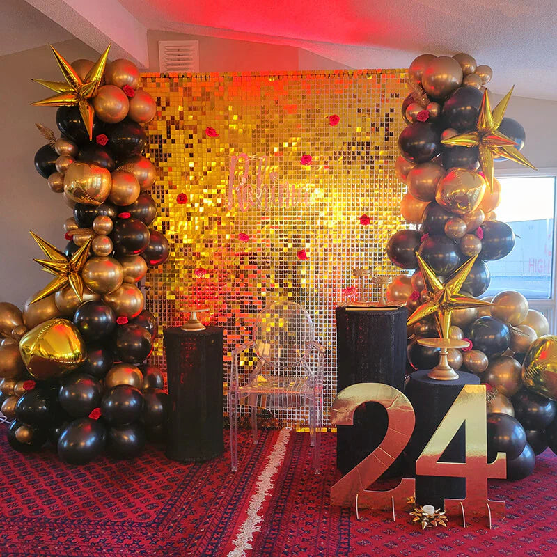 Gold Shimmer Sequin Backdrop Wall Panels For Birthday Wedding Baby Shower Bridal
