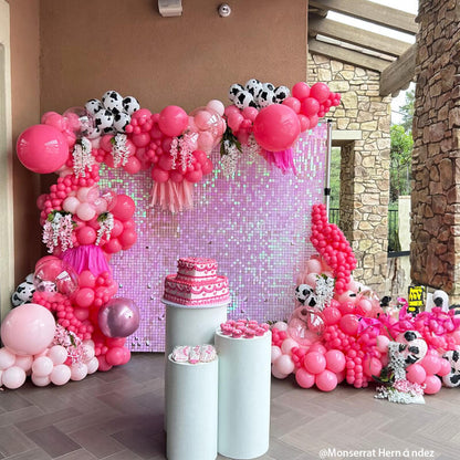 Gradient Iridescent Pink Sequin Shimmer Backdrop Wall Panels For Birthday Wedding Party Event Decoration
