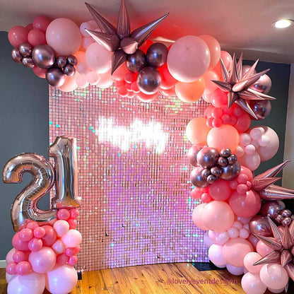Gradient Iridescent Pink Sequin Shimmer Backdrop Wall Panels For Birthday Wedding Party Event Decoration