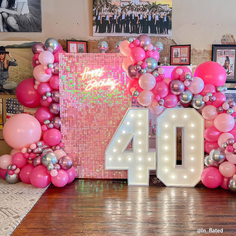 Gradient Iridescent Pink Sequin Shimmer Backdrop Wall Panels For Birthday Wedding Party Event Decoration