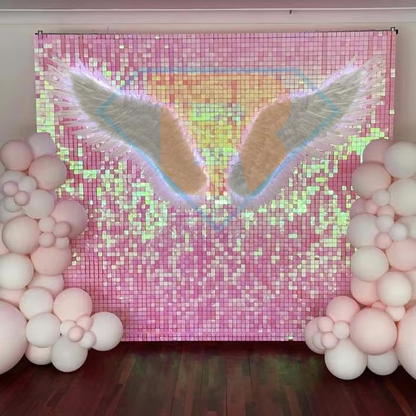 Gradient Iridescent Pink Sequin Shimmer Backdrop Wall Panels For Birthday Wedding Party Event Decoration