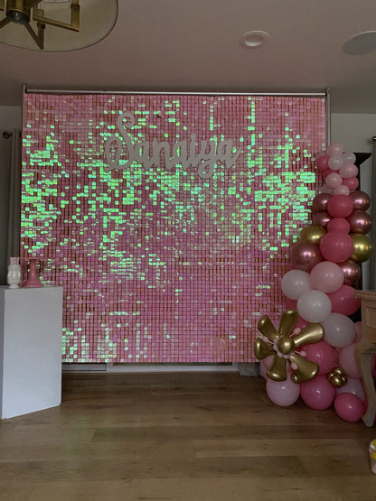 Gradient Iridescent Pink Sequin Shimmer Backdrop Wall Panels For Birthday Wedding Party Event Decoration