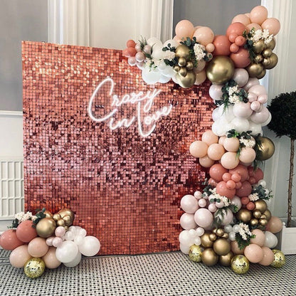 Rose Gold Sequin Shimmer Backdrop Wall Panels For Birthday Wedding Party Event Decoration