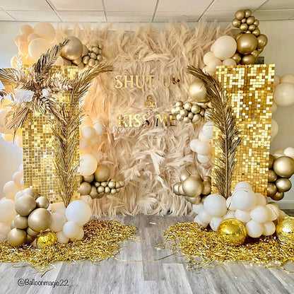 Gold Shimmer Sequin Backdrop Wall Panels For Birthday Wedding Baby Shower Bridal