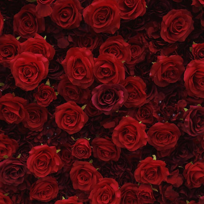 Handmade Artificial Cloth Curtain Silk Red Flower Rose Wall Wedding Backdrop Decoration Outdoor Event Party Decor Props
