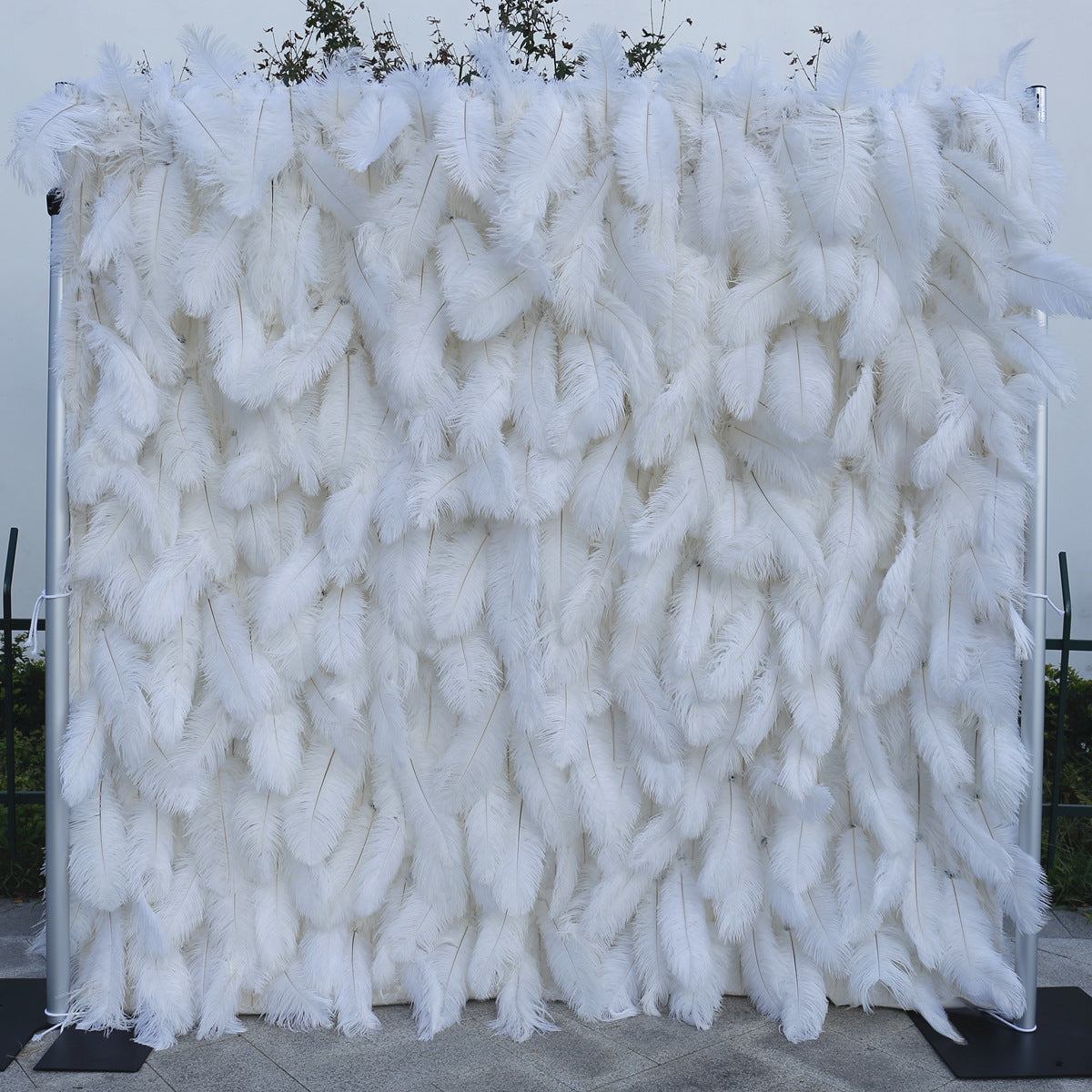 3D White Feather Fabric Rolling Up Curtain Flower Wall Cloth Artificia ...