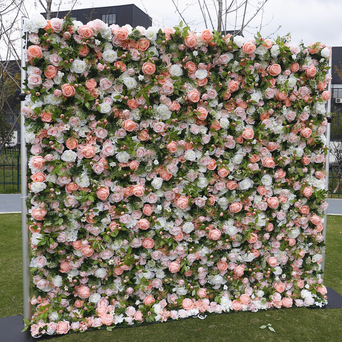 Handmade Artificial Cloth Curtain Silk Flower Wall Wedding Backdrop Decoration Outdoor Event Party Decor Props