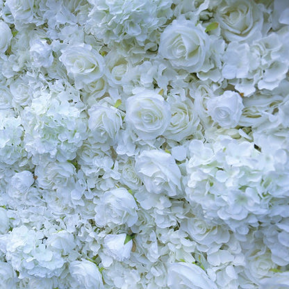 Rolling Up Curtain White Rose Flower Wall Wedding Backdrop Decoration Outdoor Event Party Decor Props