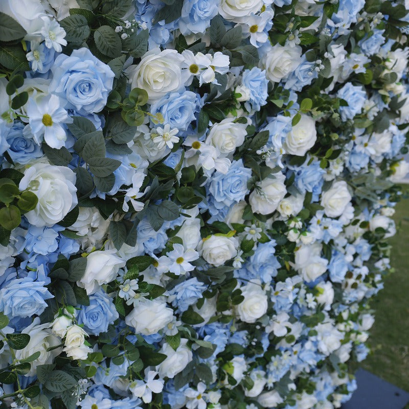 Rolling Up Cloth Curtain Silk Flower Wall For Birthday Wedding Backdrop Decoration Outdoor Event Party Decor Props