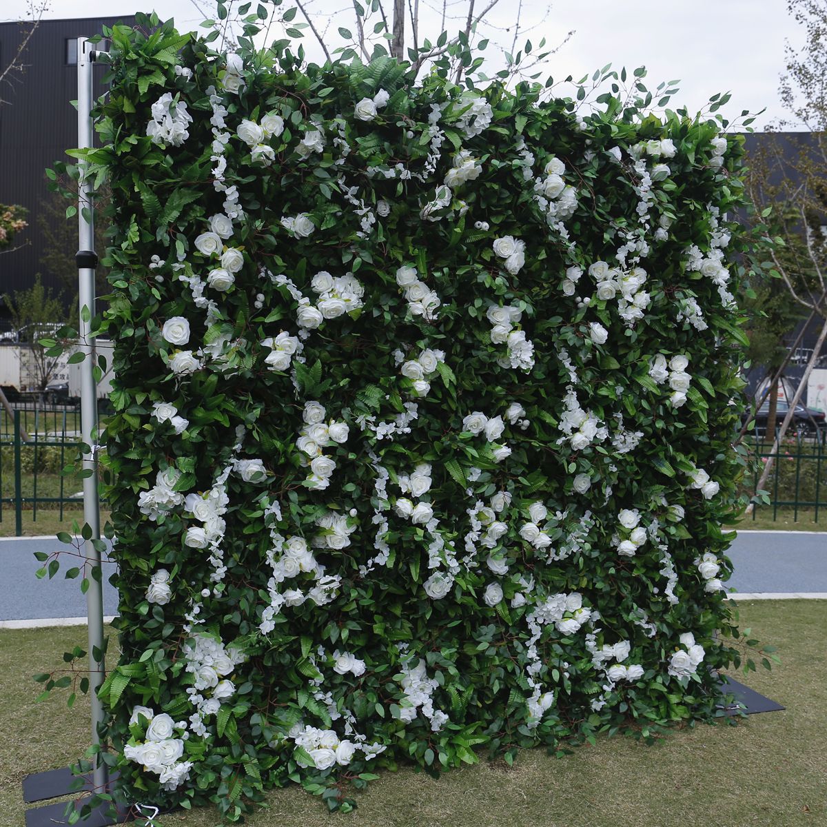 Handmade Artificial Fabric Rolling Up Curtain Flower Plant Backdrop Wall For Birthday Wedding Decor