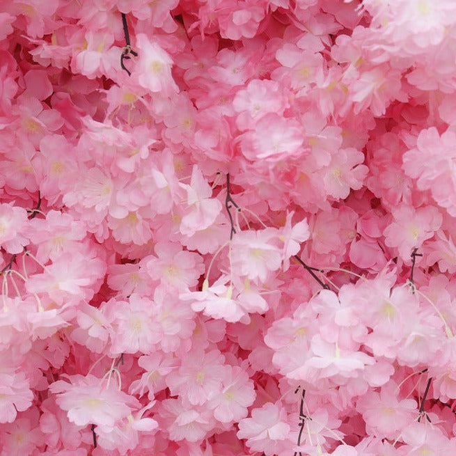 Handmade Artificial Cloth Curtain Silk Sakura Flower Wall Wedding Backdrop Decoration Outdoor Event Party Decor Props