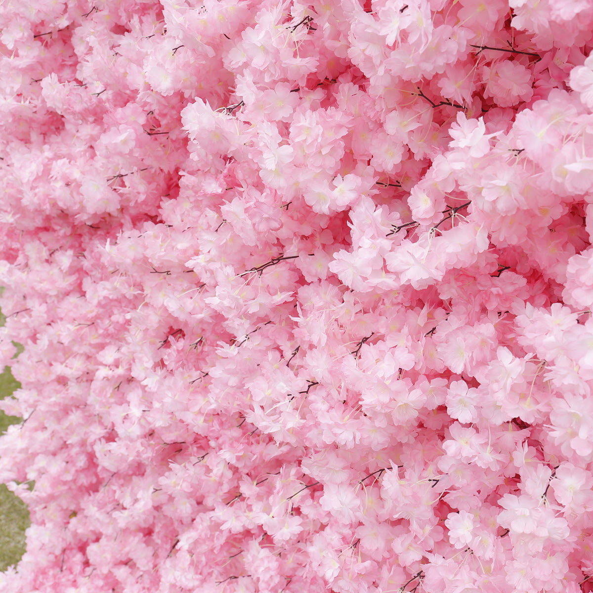 Handmade Artificial Cloth Curtain Silk Sakura Flower Wall Wedding Backdrop Decoration Outdoor Event Party Decor Props