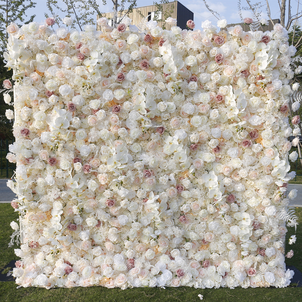 Handmade Artificial Cloth Curtain Silk Flower Wall Wedding Backdrop Decoration Outdoor Event Party Decor Props