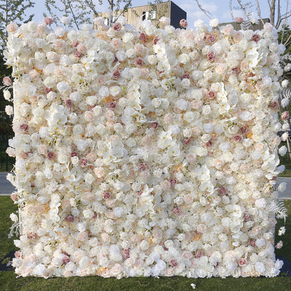 Handmade Artificial Cloth Curtain Silk Flower Wall Wedding Backdrop Decoration Outdoor Event Party Decor Props