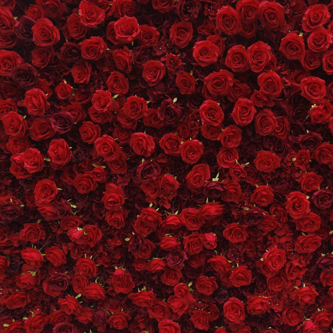 Handmade Artificial Cloth Curtain Silk Red Flower Rose Wall Wedding Backdrop Decoration Outdoor Event Party Decor Props