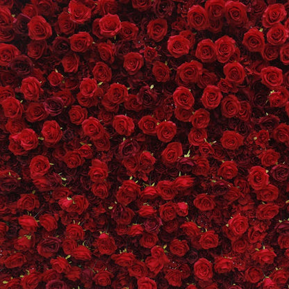 Handmade Artificial Cloth Curtain Silk Red Flower Rose Wall Wedding Backdrop Decoration Outdoor Event Party Decor Props