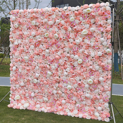 Cloth Curtain Silk Flower Wall For Birthday Wedding Backdrop Decoration Outdoor Event Party Decor Props