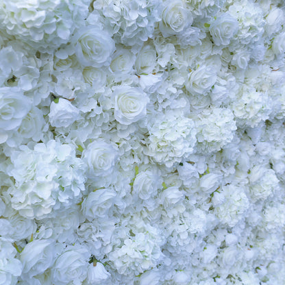 Rolling Up Curtain White Rose Flower Wall Wedding Backdrop Decoration Outdoor Event Party Decor Props
