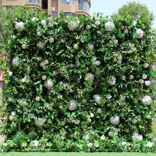 Rolling Up Cloth Curtain Silk Flower Wall For Birthday Wedding Backdrop Decoration Outdoor Event Party Decor Props