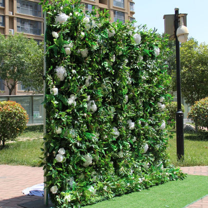 Rolling Up Cloth Curtain Silk Flower Wall For Birthday Wedding Backdrop Decoration Outdoor Event Party Decor Props