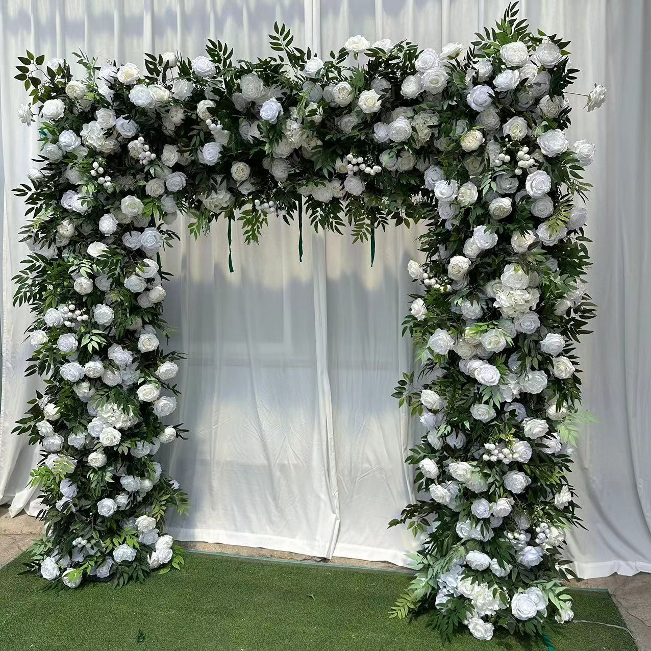 Handmade Artificial Cloth Curtain Silk Flower Wall Arch Wedding Backdrop Decoration Outdoor Event Party Decor Props