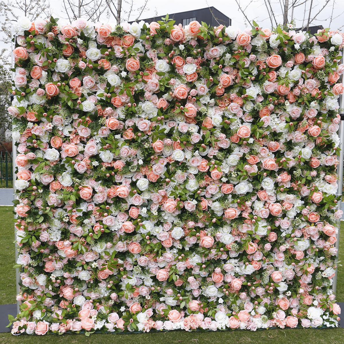 Handmade Artificial Cloth Curtain Silk Flower Wall Wedding Backdrop Decoration Outdoor Event Party Decor Props