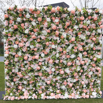 Handmade Artificial Cloth Curtain Silk Flower Wall Wedding Backdrop Decoration Outdoor Event Party Decor Props