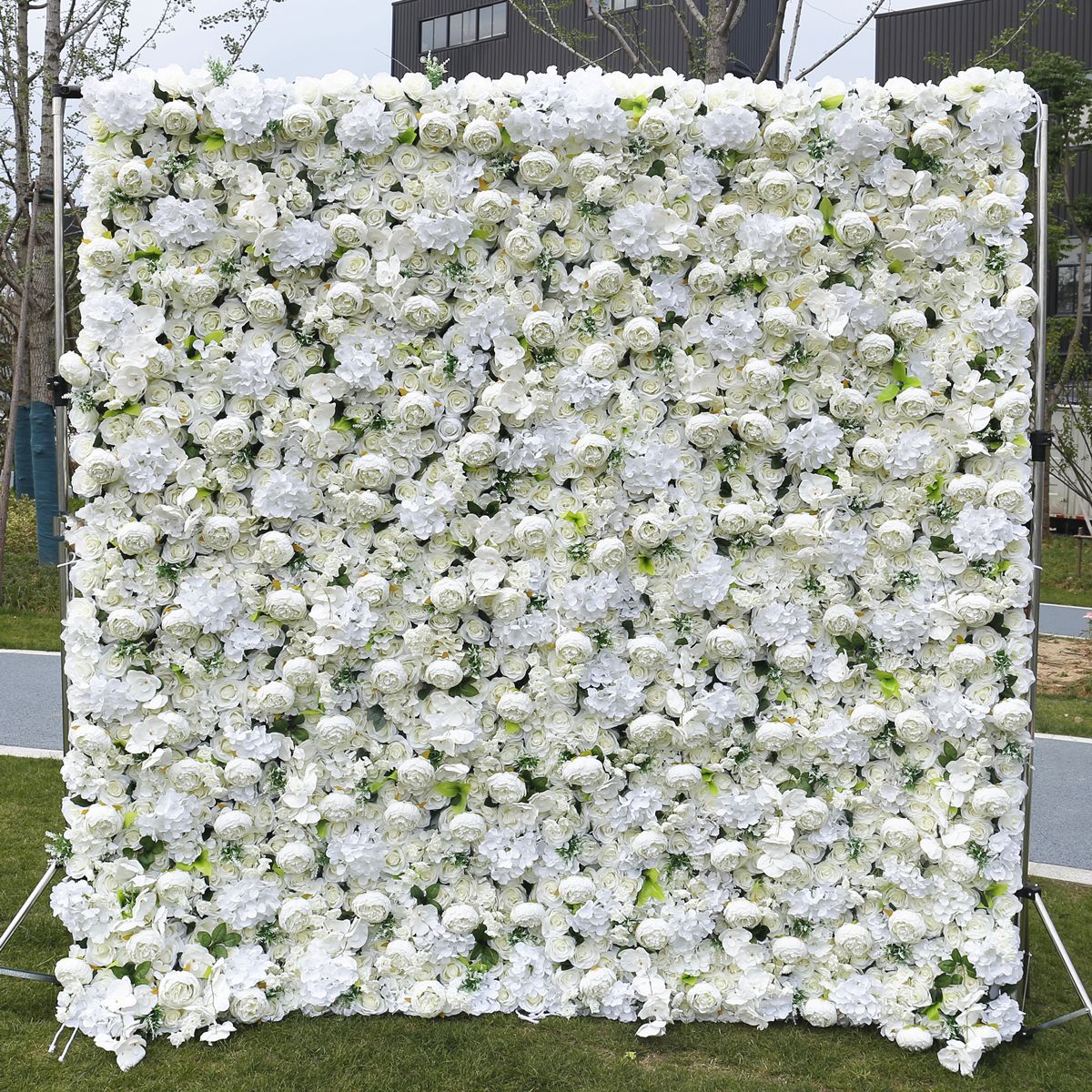 Handmade Artificial Cloth Curtain Silk Flower Wall Wedding Backdrop Decoration Outdoor Event Party Decor Props