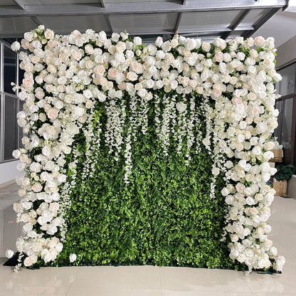 Handmade Artificial Cloth Curtain Silk Flower Wall For Birthday Wedding Backdrop Decoration Outdoor Event Party Decor Props