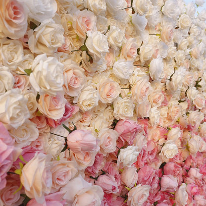 Rolling Up Cloth Curtain Silk Flower Wall For Birthday Wedding Backdrop Decoration Outdoor Event Party Decor Props
