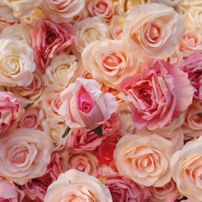Rolling Up Cloth Curtain Silk Flower Wall For Birthday Wedding Backdrop Decoration Outdoor Event Party Decor Props