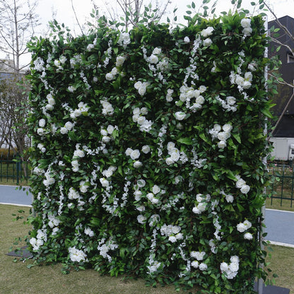 Handmade Artificial Fabric Rolling Up Curtain Flower Plant Backdrop Wall For Birthday Wedding Decor